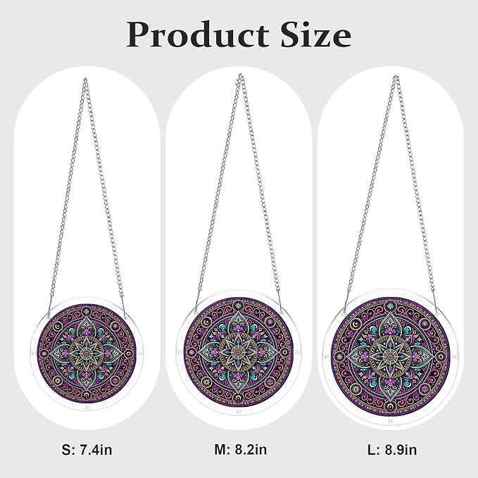 Acrylic Puzzle Suncatcher, Sun Catchers Puzzle for Window Hanging | 8.9 Inch Purple Mandala DIY Suncatcher Puzzle Gifts for Adults, Women, Men, Wife, Mom, Home & Garden Decor
