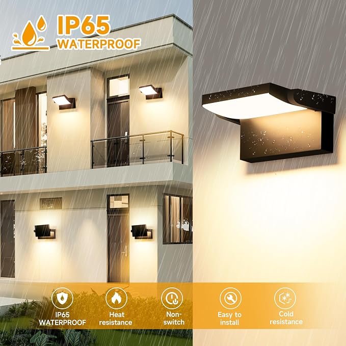 40W Outdoor LED Wall Light with 350° Rotatable Panel | 4000LM Flood Light, 3000K Exterior Lighting Fixture, Waterproof Die-Cast Aluminum Wall Sconce for Barn, Garage, Yard ﻿