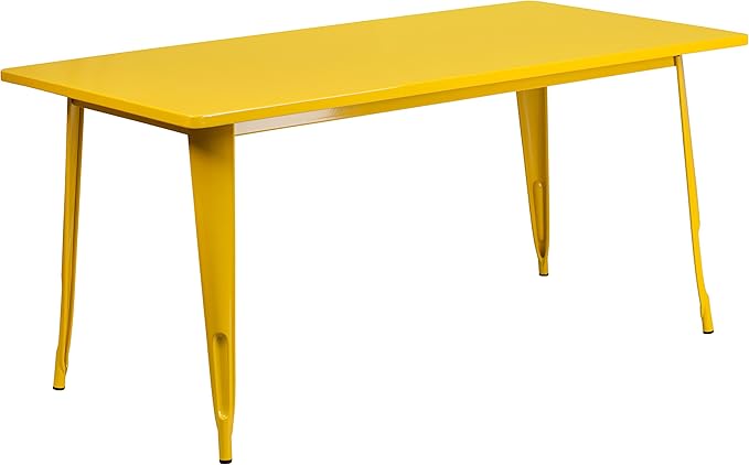 Flash Furniture Charis Commercial Grade 31.5" x 63" Rectangular Yellow Metal Indoor-Outdoor Table