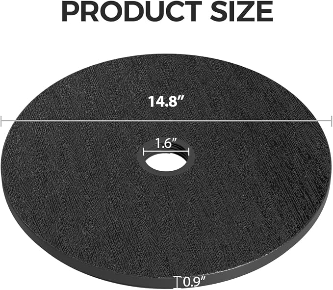 Umbrella Table, Umbrella Side Table, Patio Umbrella Table Tray with Hole, Beach Umbrella Base Table, Outdoor Table with Umbrella Hole for Garden, Balcony, Deck, Poolside, Black