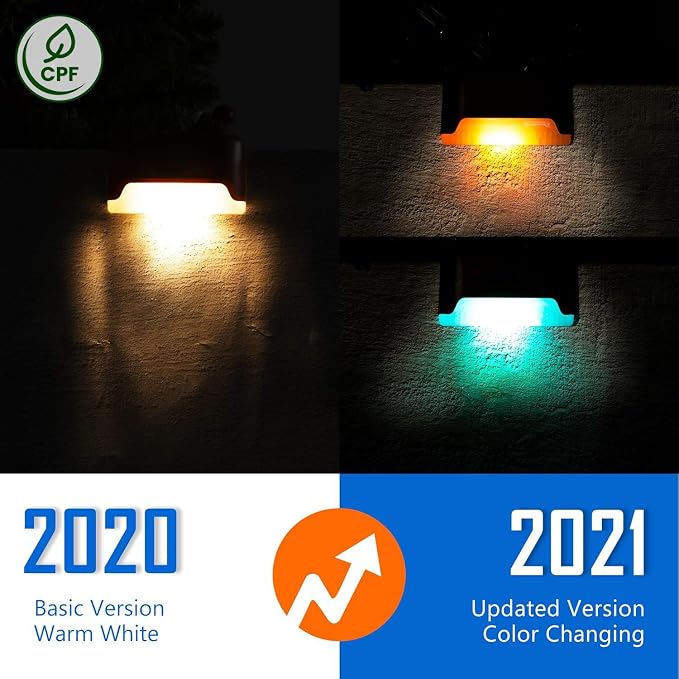 SOLPEX Color Changing Solar Deck Lights, 16 Pack Waterproof LED Lights | Step Lights for Decks,Stairs,Fences,Yards and Patios