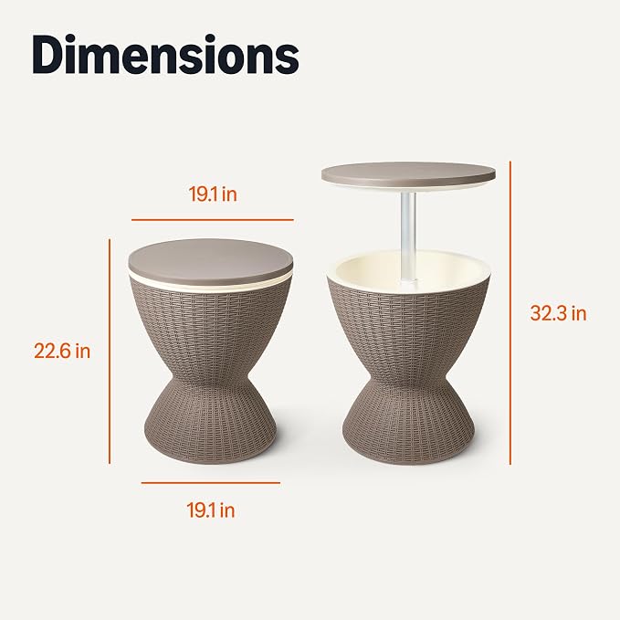 Amazon Basics - Patio Bar Table with 8 Gallon Cooler, Wicker Style