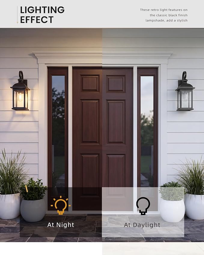 FEMILA Outdoor Wall Sconce, 21" Large Outdoor Wall Lantern Porch Lights for Entryway, Patio, Garage, Doorway, Anti-Rust Waterproof, UL Listed, 4FD54B2 BK