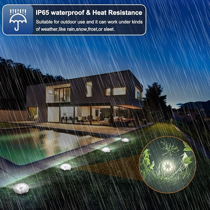 ZGWJ 8 Pack Solar Ground Lights,8 LED Upgraded Outdoor Garden Lights Landscape Lighting for Lawn Pathway Yard Deck Patio Walkway White