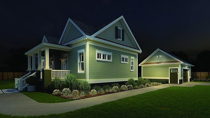 Lithonia Lighting HomeGuard 2-Light LED Outdoor Flood Lights, Motion Sensor | White Motion Sensor Outdoor Lights with Dusk to Dawn, 4000K Cool White, Round Heads (HGX LED 2RH 40K 120 MO WH M2)