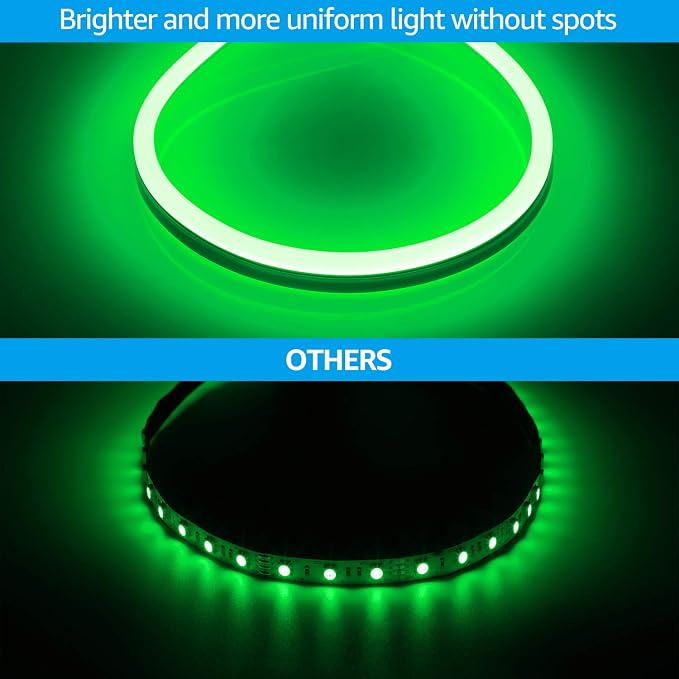 TORCHSTAR 50ft LED Neon Rope Light, Green LED Strip Lights | Outdoor IP67 Waterproof, 120V UL Plug, ETL Connectable, Neon Light Strip for Shop Sign, Patio Decor, Max 2 Sets (100FT)