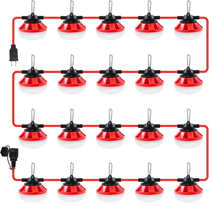 LED Construction Light, Christmas String Lights,200FT,2Prong | 20000LM Industrial LED Work Lights, Super Bright Temporary Lighting for Job , Work,Outdoor, Indoor