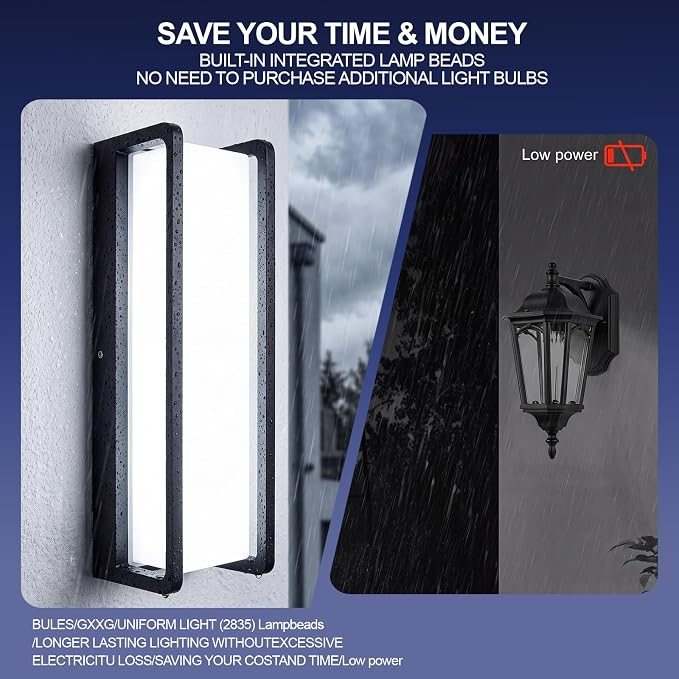 50W LED Outdoor Wall Light | 4000LM Bright,6000K Outdoor Wall Sconces, IP65 Waterproof Aluminum Acrylic Shade Black for House Front Porch Garage Garden