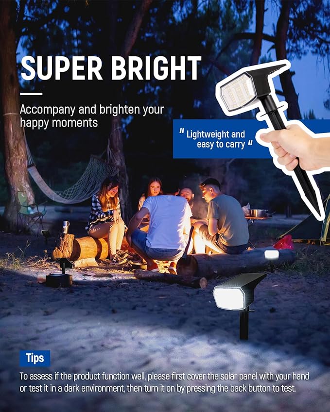 Solar Spot Lights Outdoor Waterproof, Solar Spotlights 12 Pack Warm White | 63 LED 3 Lighting Modes Solar Landscape Spotlights for Yard, Garden, Backyard, Driveway, Pathway, Wall, House, Garage