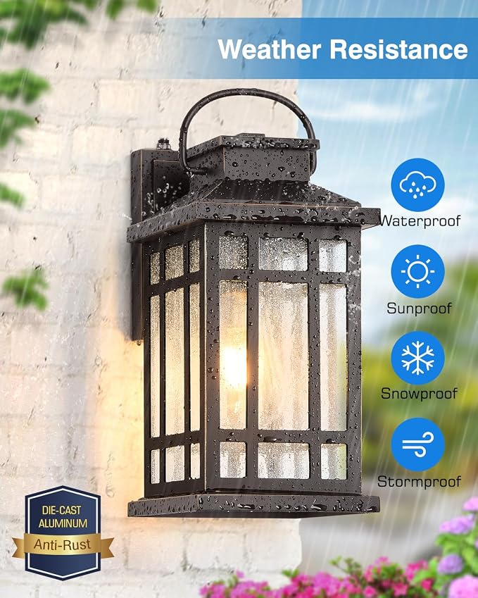 ORB Dusk to Dawn Outdoor Lighting, Oil Rubbed Bronze Exterior Light Fixtures, 100% Aluminum Anti-Rust Waterproof Modern Outside Lights for House, Porch, Garage, Front Door, Easy-to-Install