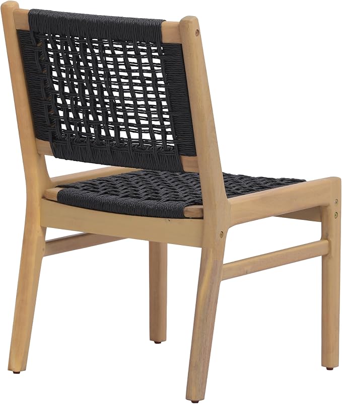 Christopher Knight Home Della Acacia Wood Dining Table Set for 6, 6 Piece Outdoor Dining Set with 70.75" Dinner Table, Bench and Armless Chairs, Patio Furniture Set for Dinner, Light Teak+Black