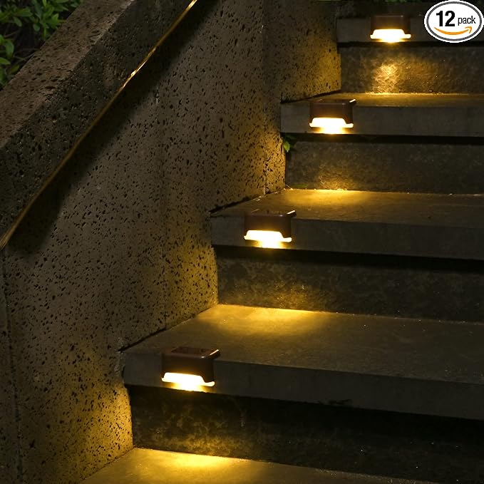 SOLPEX Solar Deck Lights 12 Pack, Waterproof Led Lights, Warm White | Solar LED Lights for Outdoor Deck Step Stairs, Step, Fence, Yard, Patio, and Pathway