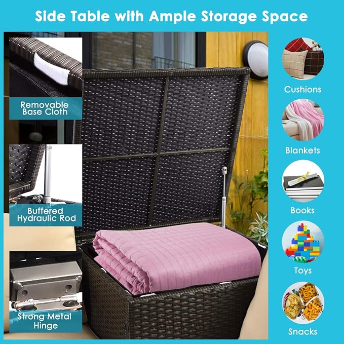 DORTALA 8 Pieces Outdoor Patio Furniture Set, Weather Resistant PE Rattan Conversation Set with Loveseats, Outdoor Sectional Sofa Set with Comfy Cushions for Garden and Poolside, Turquoise