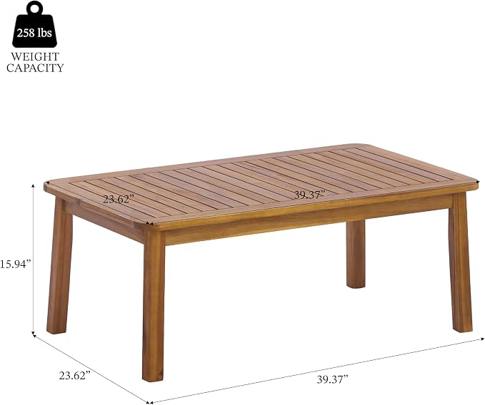 Christopher Knight Home 4 Piece Outdoor Conversation Sofa Set with Coffee Table, Acacia Wood Patio Furniture Set with Cushions, Loveseat 2 Chairs and Table, Teak Finish Outdoor Seating Set