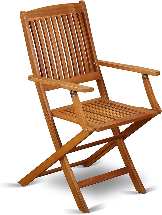 East West Furniture BSCM9CANA 9 Piece Outdoor Patio Dining Sets Includes an Oval Acacia Wood Table and 8 Folding Arm Chairs, 36x78 Inch, Natural Oil