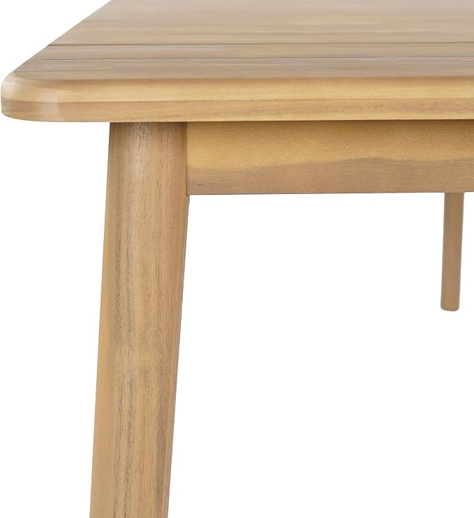 Christopher Knight Home Kegy 67" Patio Acacia Wood Dining Table with Slatted Tabletop, Outdoor Farmhouse Rectangular Dining Room Table for 6 Persons, Outdoor Dining Table for Backyard, Light Teak
