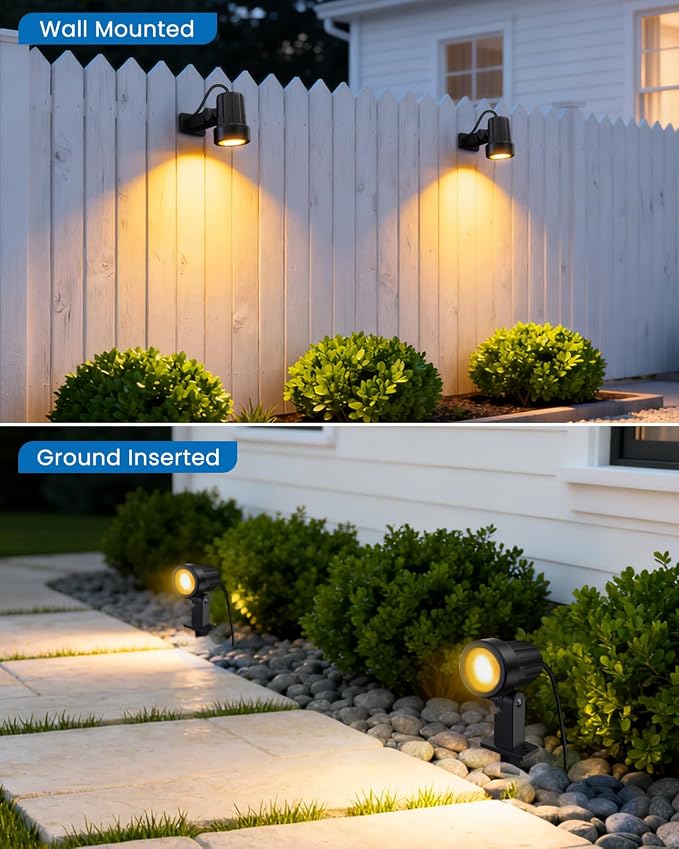 All-in-One Low Voltage Landscape Lighting Kit, 8-Pack, Warm White | LED Landscape Lights with Transformer 65FT Wire and Connectors, 2700K Waterproof Garden Spot Lights for Yard House Tree