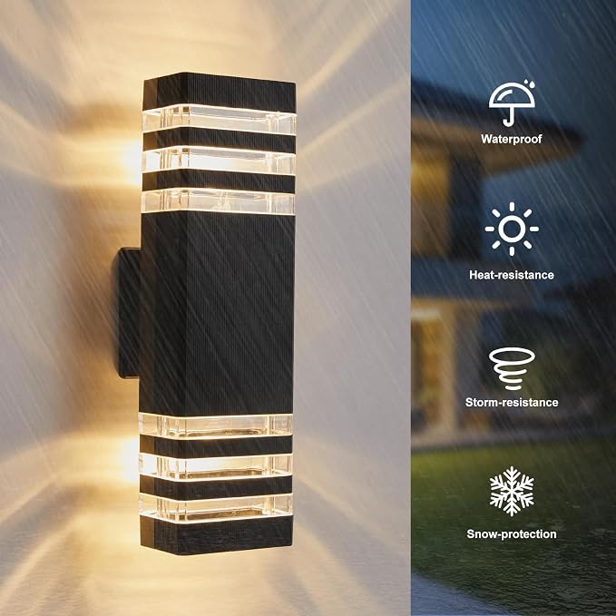 LMP LED Outdoor Wall Light, Aluminum IP65 Waterproof Porch Lights | Up and Down,3000K 5W G10 Bulbs Included,ETL Certified, Outside Wall Exterior Lighting Fixtures for House, Front Door, Garage