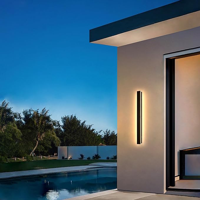39inch Modern Outdoor Wall Light, 3000K Acrylic Exterior Lighting Fixtures Wall Mount, IP65 Waterproof Front Door Lights Black Outdoor Wall Sconce, LED Long Outside Lights for House Patio
