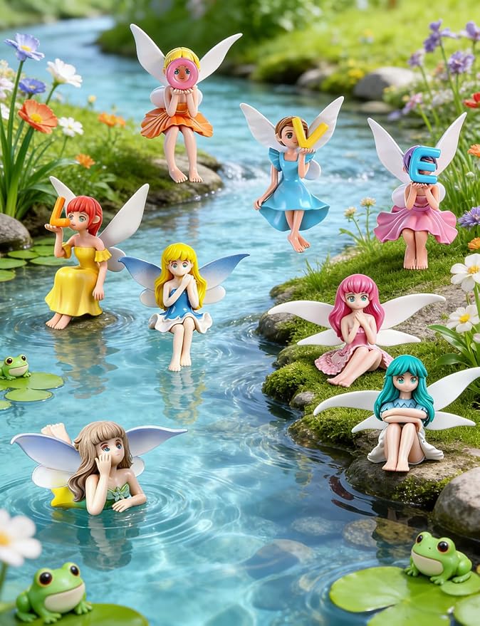 16Pcs Mini Fairy Garden Accessories Outdoor, Fairies for Fairy Garden | Small Fairies Figurines, For Decor Cake