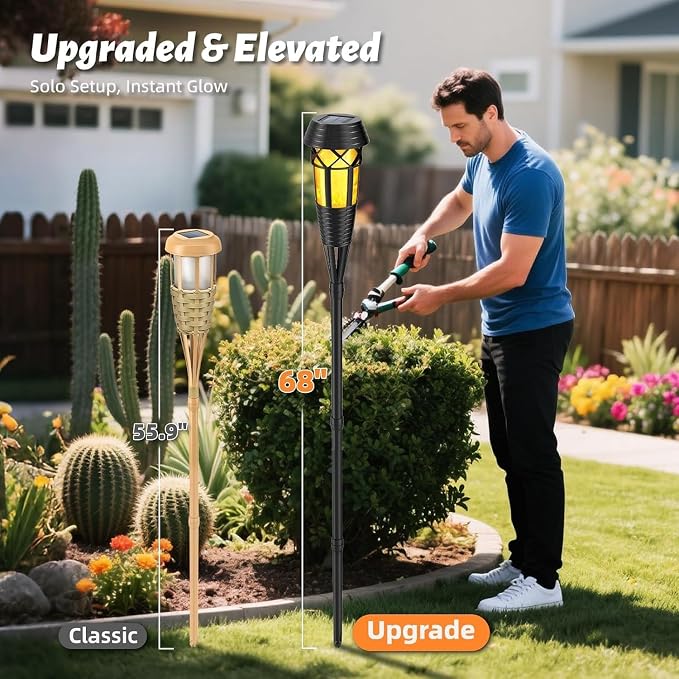 Flickering Flames Torch Light Solar Garden Lights Waterproof Landscape Lighting - 2 Pack