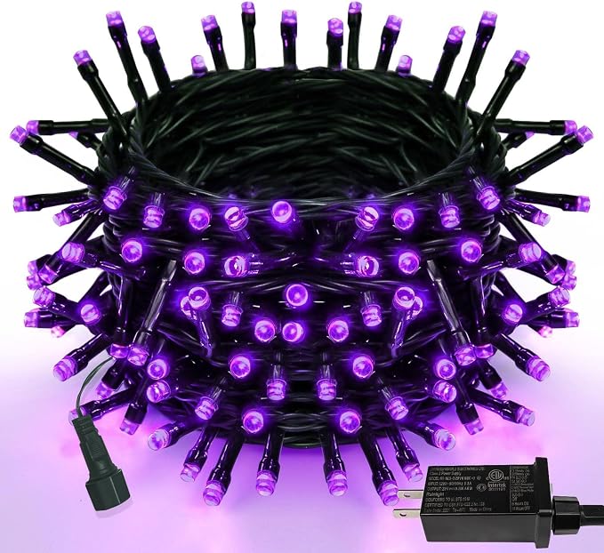 Purple Halloween Lights String Outdoor Plug In 78 FT 240 LED | 8 Modes, IP44 Waterproof, Black Wire Super Long Halloween Twinkle Light for Tree Pillar Party Fence Railing Horror Party