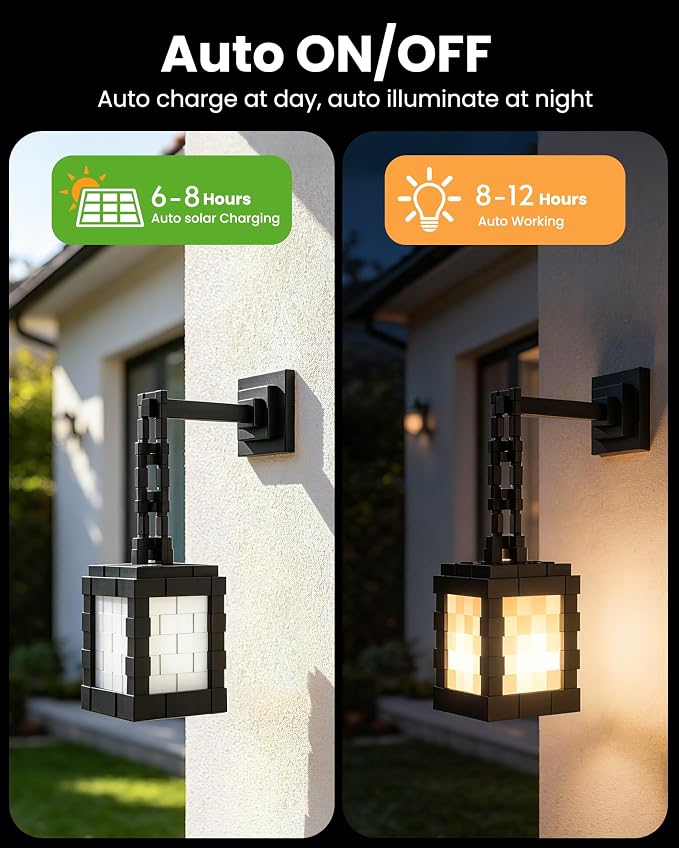 Pixel Solar Lanterns Outdoor, USB-C & Solar Hanging Light for Patio Decor | 17-Color RGB Table Lamp with Remote & Timer, IP66 Waterproof, Decor for Yard Garden Porch & Winter Camping, Gift for Gamers