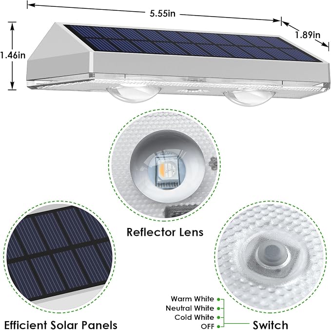 8 Pack Solar Fence Lights Outdoor - Warm White & RGB 6 Color, Dusk to Dawn Deck Light, Solar Powered Light Outdoor IP65 Waterproof, Solar Garden Lights for Outside/Backyard/Railing/Step/Patio/Wall