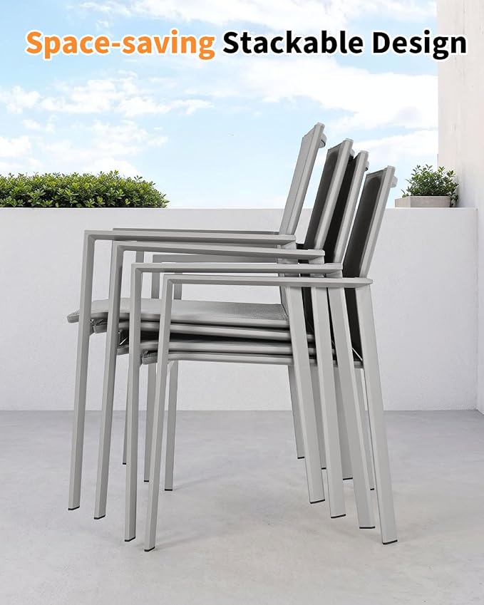 9-Piece Expandable Patio Dining Set for 8, Never-Rust Aluminum Patio Table and Chairs Set, Outdoor Dining Set Outdoor Furniture Set with Stackable Dining Chairs for Deck, Lawn, Poolside