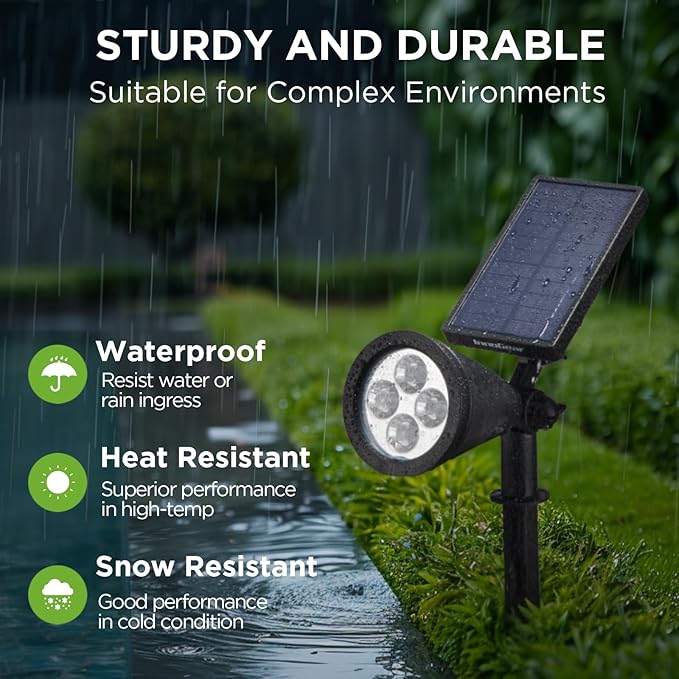 InnoGear Solar Spot Lights, Outdoor Solar Lights Solar Spotlights Flag Pole Light Waterproof Landscape Lighting Outside for Flag Uplighting Backyard Patio Pathway Statue Palm Tree Sign, Warm White