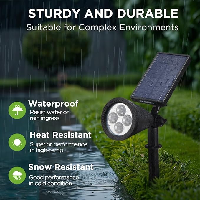 InnoGear 1 Solar Spot Lights Outdoor for Flag Pole Garden Yard, Cool White | Waterproof, Auto On/Off, Adjustable Brightness, 2 Installations, Tree, Uplights, Solar Powered Spotlight, Landscape Lighting