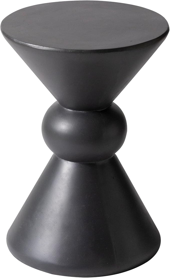 LeisureMod Modern Round Side Table, 18-inch Dark Grey Fiberstone Accent End Table – Weather-Resistant Concrete Look Pedestal Table for Living Room, Patio, Garden & Outdoor Decor