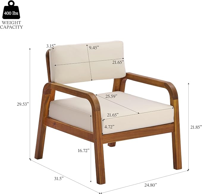 Christopher Knight Home 4 Piece Outdoor Conversation Sofa Set with Coffee Table, Acacia Wood Patio Furniture Set with Cushions, Loveseat 2 Chairs and Table, Teak Finish Outdoor Seating Set