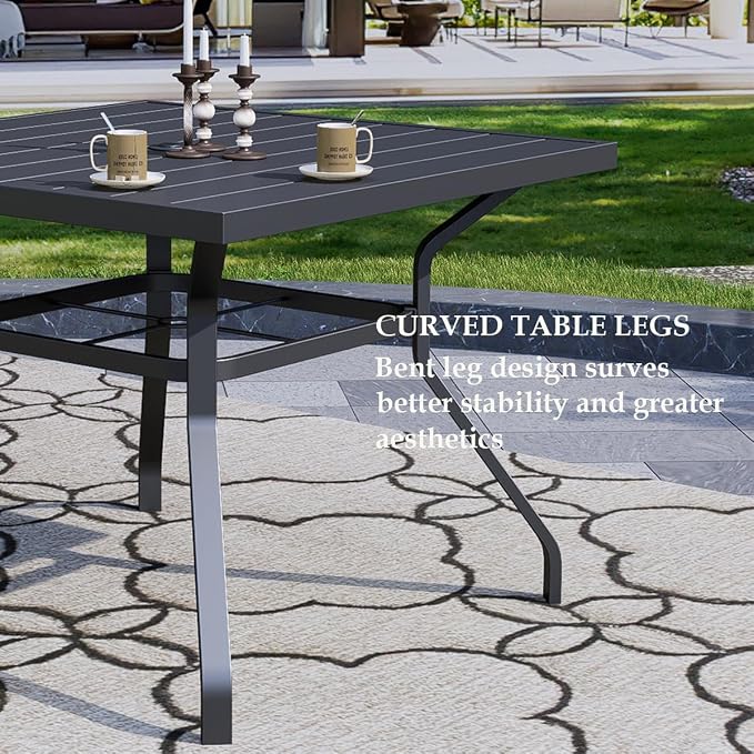 Anmutig 5-Piece Outdoor Dining Set, 4 Swivel Chairs with 35" Square Table, All Weather Frame Furniture Set - Brown