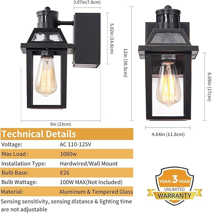 Yisuro Porch Lights with GFCI Outlet, Dusk to Dawn Outdoor Lights with Outlet, 3 Lighting Modes Exterior Light Fixture Waterproof, Outside Lights for House Front Door Patio Garage