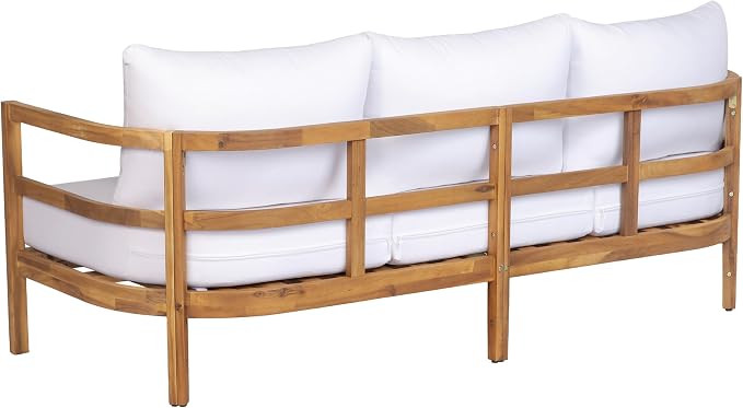 Christopher Knight Home Molly 5-Piece Patio Furniture Set, Solid Wood Outdoor Conversation Set with Coffee Table, Outdoor Sofa Set with Loveseat, Club Chairs And 3-Seater Sofa for Backyard, Teak+White