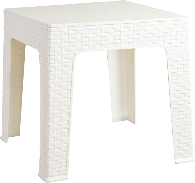 Sunnydaze Adirondack Small Outdoor Side Table for Balcony Essentials - Plastic Square End Table for Outside Patio - White