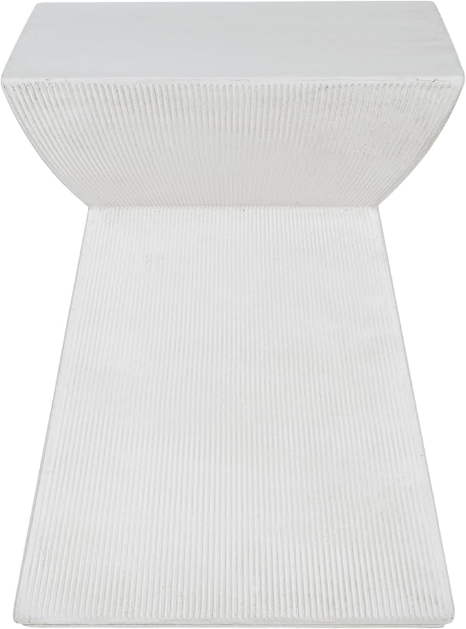 Outdoor Side Table Square Concrete Side Table Pedestal End Tables Cement Small Coffee Tables Patio Garden Stool Plant Stand for Porch, Backyard Balcony,15.2",White Antique Textured