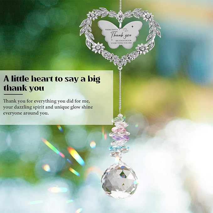 Appreciation Gift for Women Teacher, Thank You Suncatcher for Coworkers | Farewell Gifts for Boss Nurses Employees Volunteers Friends, Crystal Hanging Ornament Window Decor with Thanks Card
