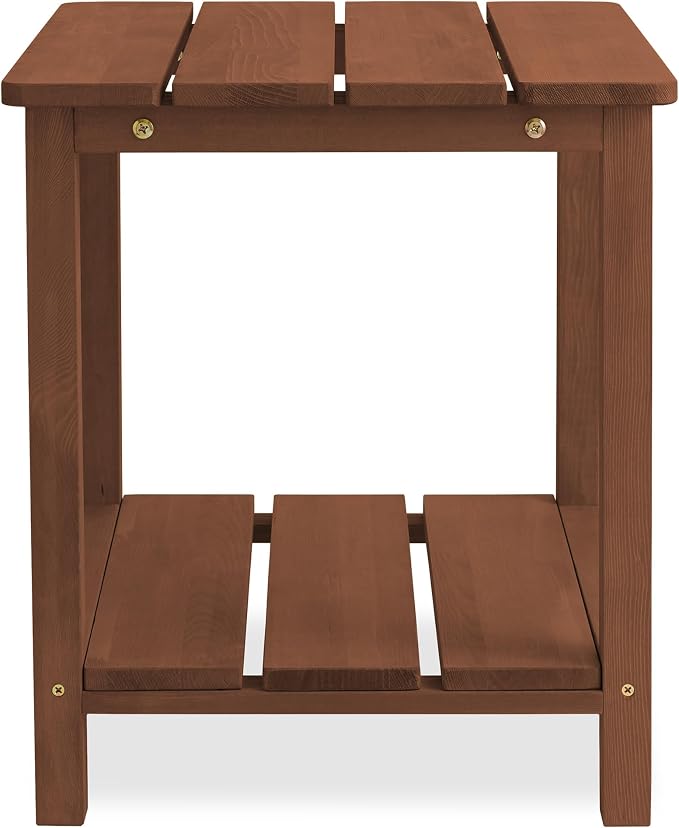 Casafield Adirondack Side Table, Cedar Wood Outdoor End Table with Shelf for Patio, Deck, Lawn and Garden - Espresso
