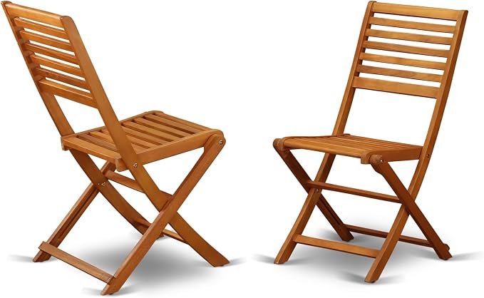 East West Furniture DEBS52CANA 5 Piece Outdoor Patio Dining Sets Includes a Rectangle Acacia Wood Table and 2 Folding Arm Chairs with 2 Side Chairs, 40x72 Inch, Natural Oil