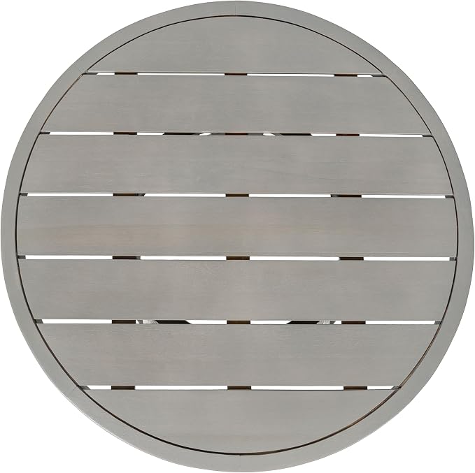 JONATHAN Y Solanya 28" Round Acacia Wood Outdoor Coffee Table with Slatted Tapered Base, Weather-Resistant Solid Wood Center Table for Patio, Garden, Deck, Gray Wash END7000B