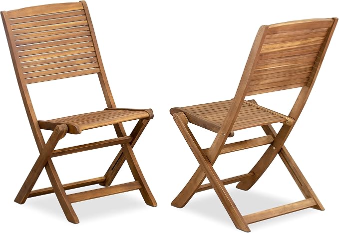 East West Furniture DEFM7CWNA 7 Piece Patio Dining Set Consist of a Rectangle Outdoor Acacia Wood Table and 6 Folding Side Chairs, 40x72 Inch, Natural Oil