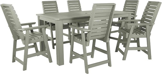 highwood Weatherly 7pc Rectangular Counter Height Dining Set 84" x 42", Eucalyptus