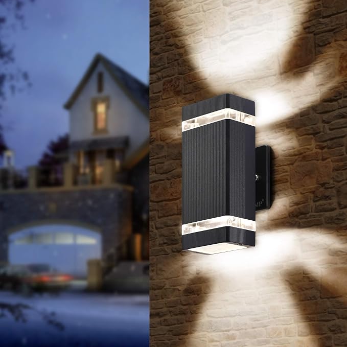 LMP LED Outdoor Wall Light, Aluminum IP65 Waterproof Porch Lights | Up and Down,3000K 5W G10 Bulbs Included,ETL Certified, Outside Wall Exterior Lighting Fixtures for House, Front Door, Garage
