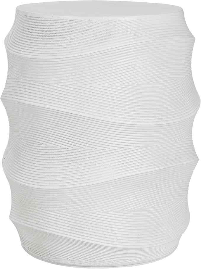 White Outdoor Side Table, Antique-Style MgO