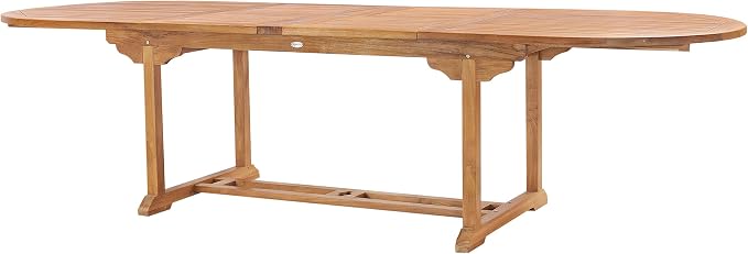 Teak Orleans Oval Outdoor Patio Double Extension Table, Made from Solid A-Grade Teak Wood