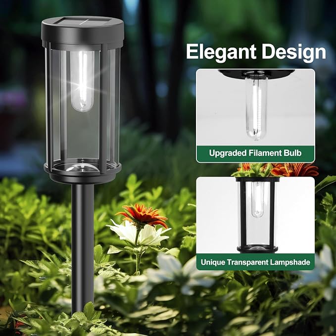 16 Pack Solar Lights Outdoor Waterproof for Garden Walkway Pathway Lawn Yard Decorative Modern Landscape Lighting. (Cool White Light, 16)