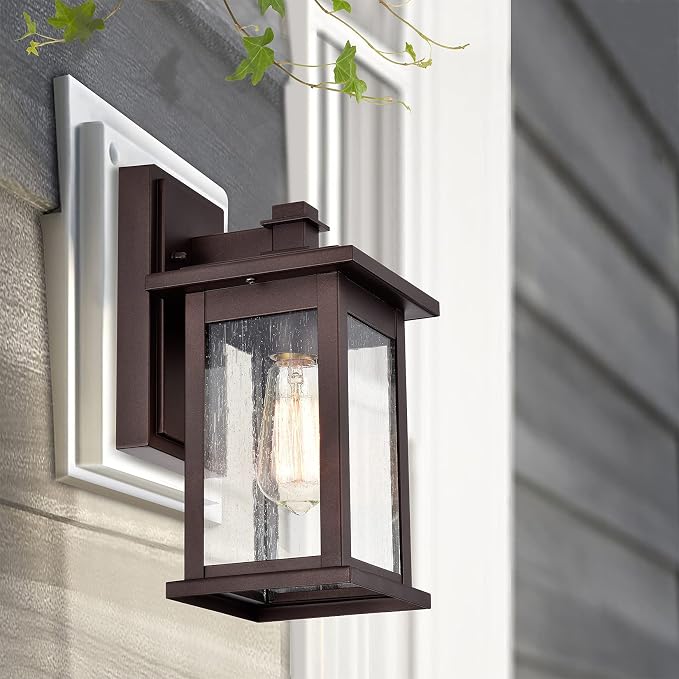 MICSIU 12 Inch Industrial Outdoor Wall Sconce, Oil Rubbed Bronze | No Assembly Required Outside Single Light, Vintage Exterior Lght for House, Front Door, Entryway, Patio, Porch