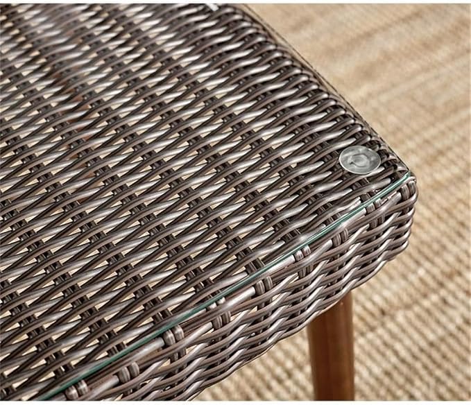Alaterre Furniture Athens All-Weather Wicker Outdoor 26" H Cocktail Table with Glass Top, chocolate brown